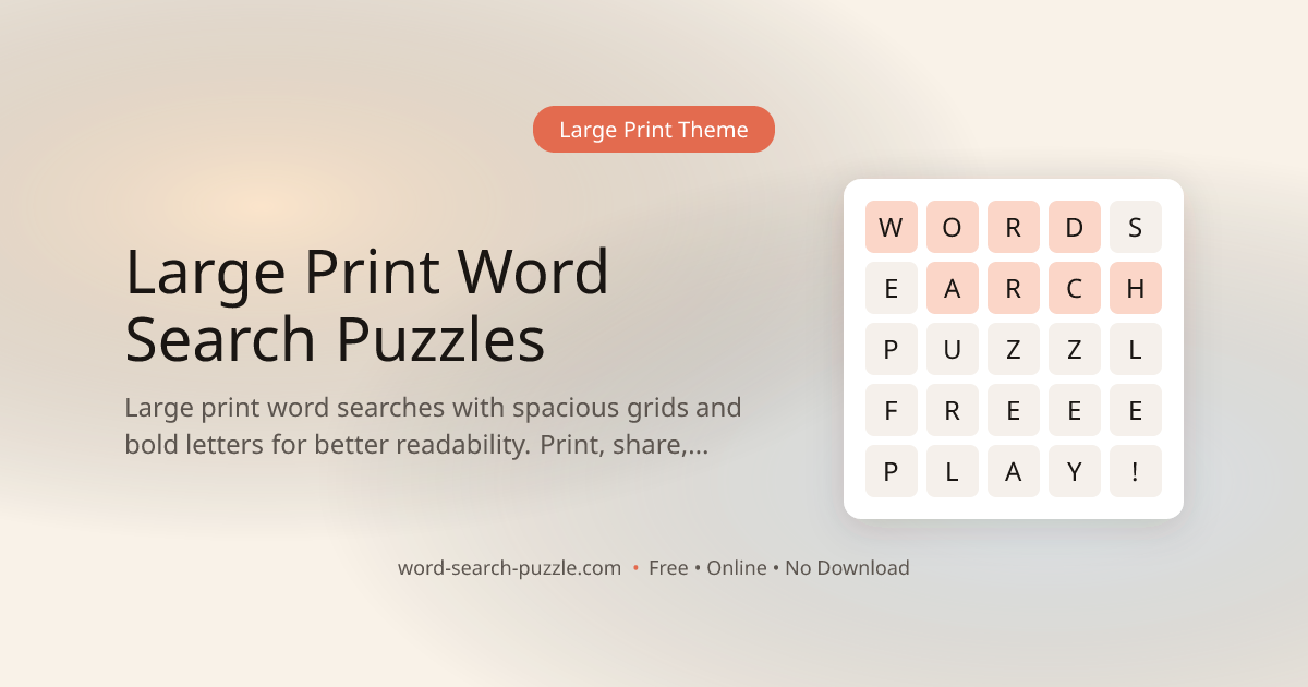 Large Print Word Search Puzzles – Free & Printable Online | Word Search ...